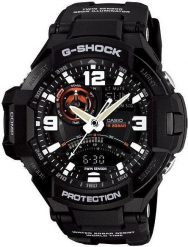 Zegarek Casio Męski GA-1000-1AER G-Shock Kompas Termometr czarny. Czarne zegarki męskie Casio, bez wzorów. Za 1,014.99 zł.