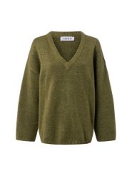 EDITED Damski sweter z dzianiny - Urielle Kobiety zielony jednolity, 38. Zielone swetry nierozpinane damskie Edited, bez wzorów, z dzianiny, bez kołnierzyka, bez ramiączek. Za 399.95 zł.