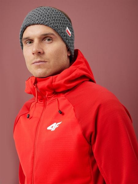 4F Kurtka softshell membrana 20000 męska - czerwona S. Czerwone kurtki sportowe męskie 4F, m, bez wzorów, z materiału, bez kaptura, do biegania. W wyprzedaży za 399.99 zł.