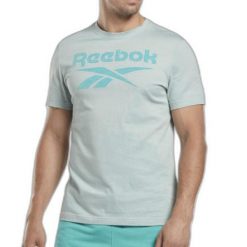 T-shirt sportowy męski Reebok HJ9966. Niebieskie koszulki sportowe męskie Reebok, m, bez wzorów, bez ramiączek. Za 69.00 zł.