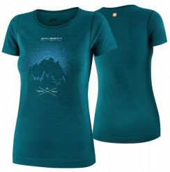 SS1272W Koszulka damska z krótkim rękawem OUTDOOR WOOL PRO zielony M - GÓRY 10. Zielone bluzki damskie Brubeck, m, bez wzorów, bez kołnierzyka, bez ramiączek. Za 309.82 zł.