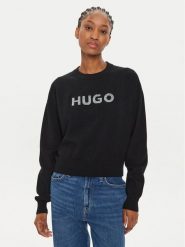 Hugo Sweter Slogerix_B 50527754 Czarny Relaxed Fit. Czarne swetry nierozpinane damskie Hugo, xl, bez wzorów, z syntetyku, bez kołnierzyka, bez ramiączek. Za 349.99 zł.