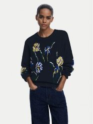 Desigual Sweter Cooper 25WWJF36 Czarny Regular Fit. Czarne swetry nierozpinane damskie Desigual, l, bez wzorów, z bawełny, bez kołnierzyka, bez ramiączek. Za 299.99 zł.