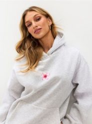 Bluza hoodie z motywem kwiatowym - Inny. Bluzy damskie Sinsay, l, bez wzorów, bez ramiączek, bez kaptura. Za 59.99 zł.