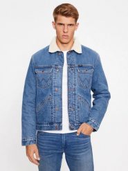 WRANGELR 124MJ SHERPA MĘSKA KURTKA JEANSOWA JEANS BLUE 112341083 W4MS013839. Niebieskie kurtki męskie Wrangler, m, bez wzorów, z jeansu, bez kaptura. Za 349.99 zł.