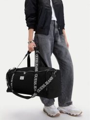 Guess Jeans Torba weekendowa CWBEO-GUESS-B-008-09 Czarny. Czarne torby podróżne damskie Guess Jeans, z aplikacjami, z jeansu. Za 299.99 zł.