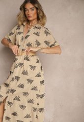 Beżowa Wiskozowa Sukienka o Koszulowym Kroju z Haftem i Paskiem z Klamrą Lioessa. Brązowe sukienki damskie Renee, na co dzień, l, bez wzorów, z wiskozy, eleganckie, bez kołnierzyka, bez ramiączek, maxi, kopertowe. Za 109.99 zł.