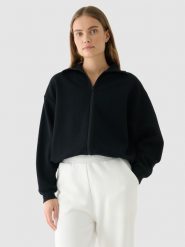 4F Bluza crop top rozpinana bez kaptura damska - czarna XL. Czarne bluzy damskie 4F, xl, bez wzorów, z bawełny, klasyczne, bez ramiączek, bez kaptura. W wyprzedaży za 79.99 zł.