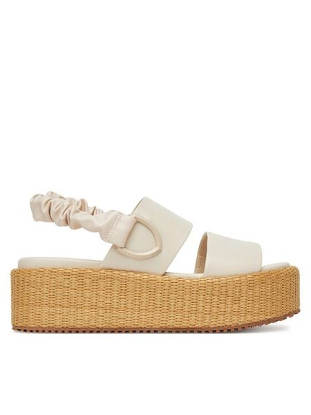 Blauer Sandały S5OPAL04/RAF Écru. Sandały damskie Blauer, bez wzorów, ze skóry, bez obcasa, na koturnie, bez zapięcia. Za 229.99 zł.