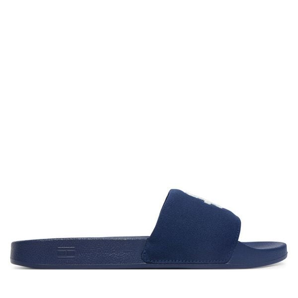 Klapki Tommy Hilfiger. Niebieskie klapki damskie Tommy Hilfiger, bez wzorów, bez obcasa, bez zapięcia. Za 109.99 zł.