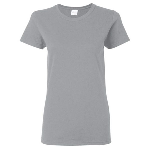 Damska Koszulka T-shirt Krótki Rękaw Top. Szare bluzki damskie GILDAN, l, bez wzorów, sportowe, bez kołnierzyka, bez ramiączek. Za 30.99 zł.