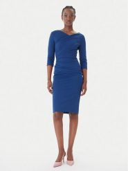 Rinascimento Sukienka koktajlowa CFC0127699003 Niebieski Slim Fit. Niebieskie sukienki damskie Rinascimento, xs, bez wzorów, z syntetyku, wizytowe, bez kołnierzyka, bez ramiączek. Za 609.99 zł.