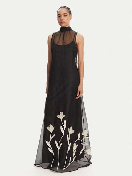 STAUD Sukienka wieczorowa Albee R25R2209OZ Czarny Regular Fit. Czarne sukienki damskie STAUD, xs, bez wzorów, z syntetyku, wizytowe, bez kołnierzyka, bez ramiączek. Za 1,449.00 zł.