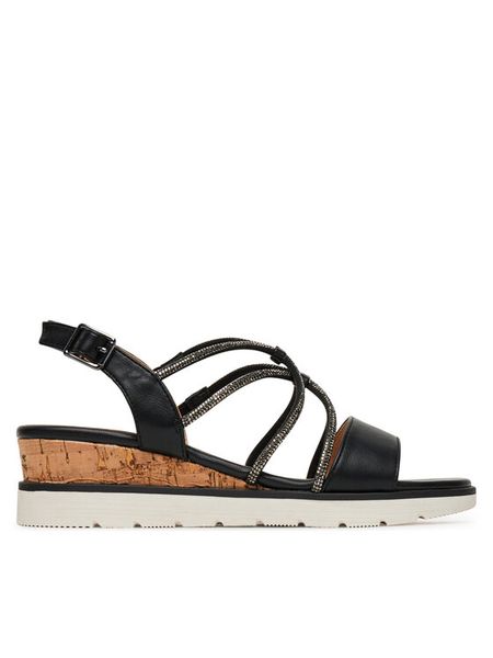 Clara Barson Sandały WS6306-02 Czarny. Czarne sandały damskie Clara Barson, bez wzorów, z materiału, bez obcasa, na koturnie, bez zapięcia. Za 129.99 zł.