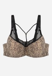 Czarno-Beżowy Biustonosz z Ozdobną Siateczką i Paseczkami przy Dekolcie Anesa. Czarne biustonosze Born2be, bez wzorów. Za 59.99 zł.