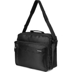 Torba na ramię materiałowa czarna Beltimore R32. Czarne torby na laptopa damskie z aplikacjami, z materiału. Za 60.49 zł.
