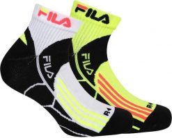 Dwupak skarpet do biegania Fila Quarter Wht-yel-fluo 35-38. Zielone skarpety męskie 661, bez wzorów, z elastanu. Za 116.99 zł.