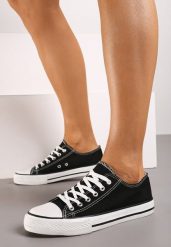 Czarno-Białe Trampki Jazlyn. Czarne trampki i tenisówki damskie Born2be, z aplikacjami, z kauczuku, przed kostkę, bez zapięcia. Za 44.99 zł.