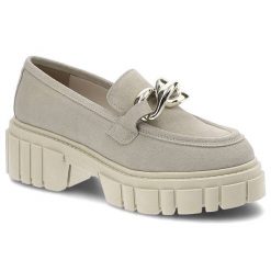 Beżowe Półbuty Karino Skórzane Buty Damskie. Brązowe półbuty damskie Karino, bez wzorów, z weluru, eleganckie, bez obcasa, bez zapięcia. Za 319.00 zł.