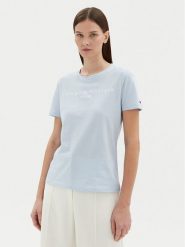 Tommy Hilfiger T-Shirt WW0WW40276 Błękitny Regular Fit. Niebieskie t-shirty damskie Tommy Hilfiger, s, bez wzorów, z bawełny, bez kołnierzyka, bez ramiączek. Za 119.99 zł.