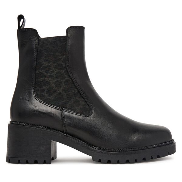 Botki Tamaris. Czarne botki damskie Tamaris, bez wzorów, bez obcasa, na słupku, bez zapięcia. Za 469.99 zł.