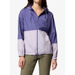 Kurtka wiatrówka damska Columbia Flash Forward II Windbreaker. Fioletowe kurtki sportowe damskie Columbia, bez wzorów, z softshellu, bez ramiączek, bez kaptura, trekkingowe. Za 218.39 zł.