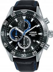 Zegarek Lorus Zegarek Męski SPORTS czarny ( 45 mm). Czarne zegarki męskie Lorus, bez wzorów. Za 310.99 zł.