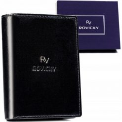 Portfel skórzany Rovicky RV-7680278-5-BCA-450 czarny. Czarne portfele męskie ROVICKY, bez wzorów, ze skóry. Za 70.00 zł.