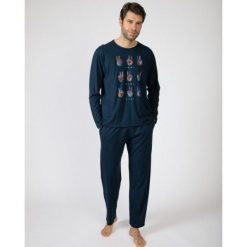 Piżama męska rozm. M P751314 Navy Blue. Niebieskie piżamy męskie Massana Homewear, m, bez wzorów, z bawełny, bez kołnierzyka, bez ramiączek, długie. Za 297.00 zł.
