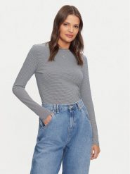 Tommy Jeans Bluzka Essential DW0DW19043 Granatowy Slim Fit. Niebieskie bluzki damskie Tommy Jeans, s, bez wzorów, z bawełny, bez kołnierzyka, bez ramiączek. Za 149.99 zł.