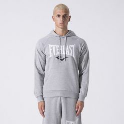 Ikoniczny Bluza Z Kapturem Z Logiem Siwy Melanz Bawelna, Poliester. Szare bluzy sportowe męskie EVERLAST, l, bez wzorów, z bawełny, z kapturem. W wyprzedaży za 200.75 zł.
