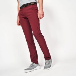 Spodnie do golfa chino męskie Inesis WW500. Fioletowe eleganckie spodnie męskie INESIS, bez wzorów, z elastanu, sportowe. Za 119.99 zł.