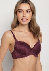 Ciemnofioletowy Biustonosz o Fasonie Full Cup z Koronką Finedis. Fioletowe biustonosze Born2be, bez wzorów, z jeansu. Za 19.99 zł.