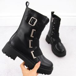 Skórzane workery damskie botki czarne Big Star OO274A256. Czarne botki damskie BIG STAR, bez wzorów, ze skóry, retro, bez obcasa, bez zapięcia. Za 190.00 zł.