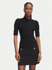 Elisabetta Franchi Sukienka koktajlowa AM-04S-66E2-V450 Czarny Slim Fit. Czarne sukienki damskie Elisabetta Franchi, s, bez wzorów, z dzianiny, bez kołnierzyka, bez ramiączek. Za 1,929.00 zł.