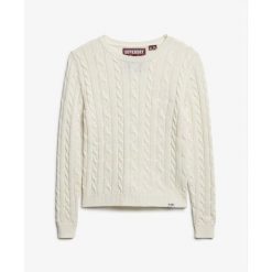 Sweter z cienkimi warkoczami, klasyczny, okrągły dekolt, damski Superdry. Białe swetry nierozpinane damskie Superdry, na zimę, m, bez wzorów, z dzianiny, eleganckie, bez kołnierzyka, bez ramiączek. Za 191.00 zł.