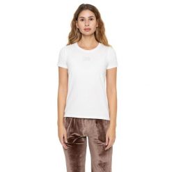 Leone 1947 Never Without Damen Kurzarm-T-Shirt with Strass-Logo. Białe t-shirty damskie LEONE 1947 APPAREL, bez wzorów, z bawełny, sportowe, bez kołnierzyka, bez ramiączek. W wyprzedaży za 84.20 zł.