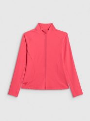 4F Bluza treningowa slim bez kaptura damska - koralowa L. Czerwone bluzy damskie 4F, l, bez wzorów, z materiału, bez ramiączek, bez kaptura. Za 179.99 zł.