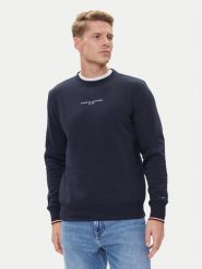Tommy Hilfiger Bluza Small Logo MW0MW37471 Granatowy Regular Fit. Niebieskie bluzy męskie Tommy Hilfiger, l, bez wzorów, z bawełny, bez ramiączek, bez kaptura. Za 359.99 zł.