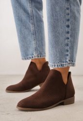 Ciemnobrązowe Płaskie Botki Vices z Wycięciem Felilia. Brązowe botki damskie Born2be, bez wzorów, z jeansu, eleganckie, bez obcasa, na płaskiej podeszwie, bez zapięcia. Za 119.99 zł.