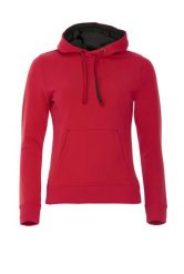 Clique Classic Hoody Women – damska bluza z kapturem i kieszenią kangurka – red. Czerwone bluzy damskie CLIQUE, m, bez wzorów, z bawełny, bez ramiączek, z kapturem. Za 212.53 zł.