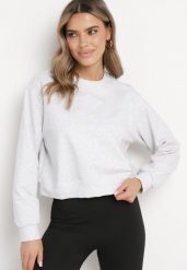 Jasnoszara Bawełniana Bluza Oversize o Krótszym Kroju Vesperana. Szare bluzy damskie Born2be, l, bez wzorów, z bawełny, casualowe, bez ramiączek, bez kaptura. Za 99.99 zł.
