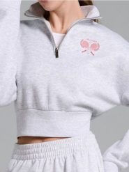 Bluza ze stójką - szary. Szare bluzy damskie Sinsay, l, bez wzorów, bez ramiączek, bez kaptura. W wyprzedaży za 19.99 zł.
