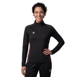 Damska bluza sportowa ze stójką Siroko Halfzip Black/Burgundy W. Czarne bluzy damskie SIROKO, m, bez wzorów, z materiału, sportowe, bez ramiączek, bez kaptura. Za 249.00 zł.