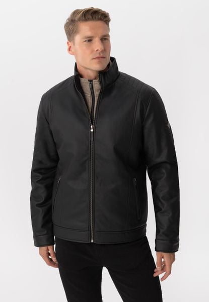 Czarna kurtka z ekoskóry J-NINO. Czarne kurtki męskie Volcano, m, bez wzorów, z jeansu, eleganckie, bez kaptura. Za 329.99 zł.