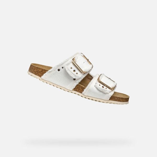 Sandały GEOX 161498 Biały. Brązowe sandały damskie Geox, bez wzorów, bez obcasa, bez zapięcia. Za 264.99 zł.