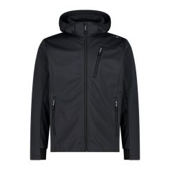 Kurtka męska turystyczna CMP 34A2937. Czarne kurtki sportowe męskie CMP, l, bez wzorów, z softshellu, z kapturem. Za 425.00 zł.
