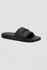 JUICY COUTURE Czarne klapki damskie Embossed Slider, Rozmiar 39. Czarne klapki damskie Juicy Couture, na lato, bez wzorów, klasyczne, bez obcasa, bez zapięcia. W wyprzedaży za 133.99 zł.