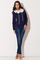 Granatowa Bluza z Kontrastowym Kołnierzem. Brązowe bluzy damskie Katrus, s, bez wzorów, z bawełny, bez ramiączek, bez kaptura. Za 189.00 zł.