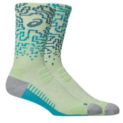Skarpetki sportowe dla dorosłych Performance Run Crew Sock. Żółte skarpetki damskie Asics, bez wzorów, z elastanu. Za 79.99 zł.